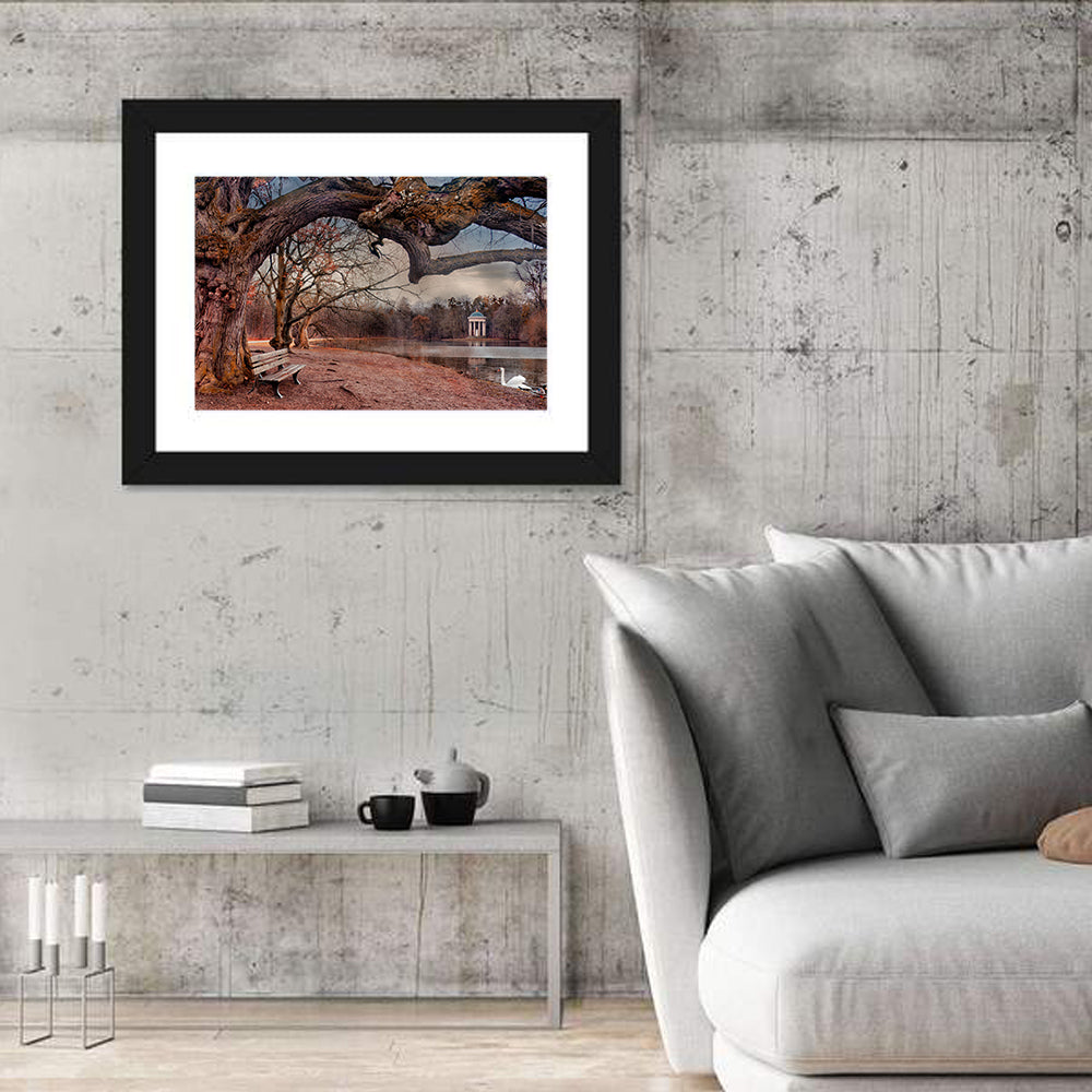 Autumn Pavilion with Swan Wall Art