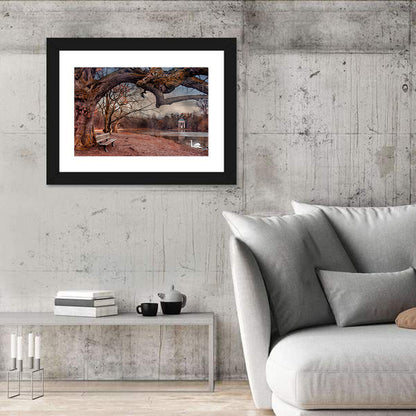 Autumn Pavilion with Swan Wall Art