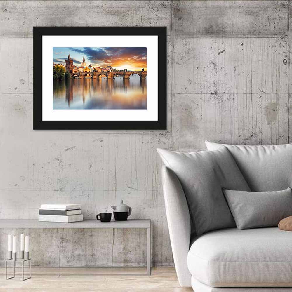 Charles Bridge at Golden Dusk Wall Art