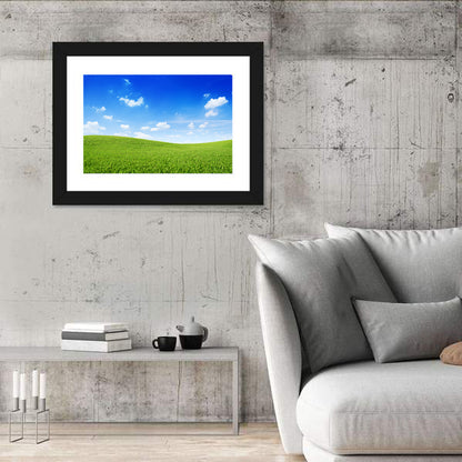 Rolling Green Meadow Under Blue Sky Wall Art