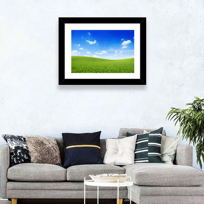 Rolling Green Meadow Under Blue Sky Wall Art