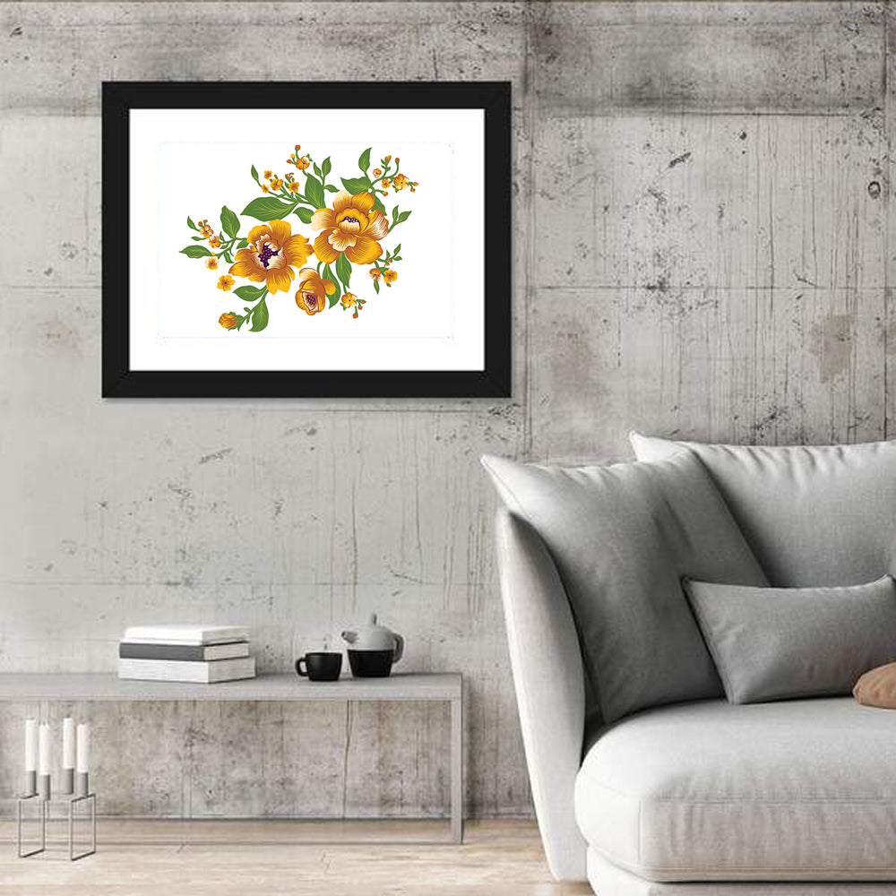 Fresh Floral Watercolor Bouquet Wall Art in a room, landscape