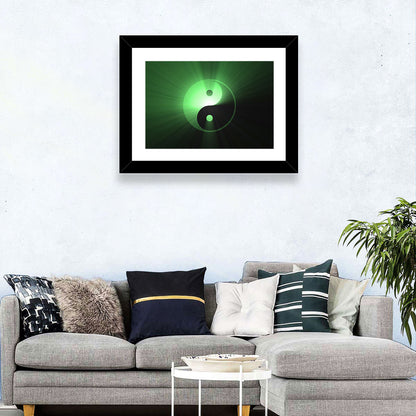 Green Glowing Yin Yang Wall Art
