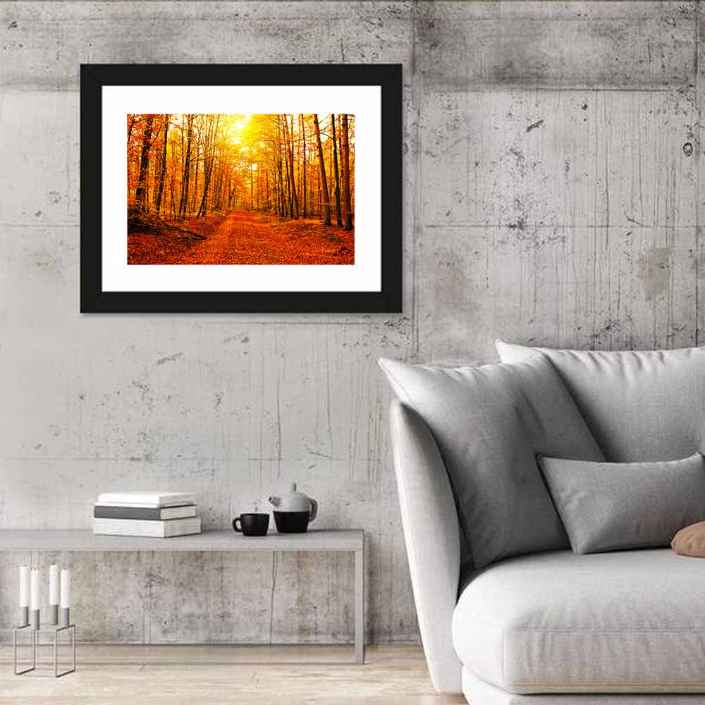Golden Autumn Forest Path Wall Art