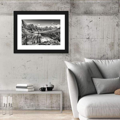 Moraine Lake Monochrome Mountain Landscape Wall Art