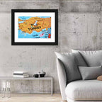 Turkey Map with Ankara Pin Wall Art