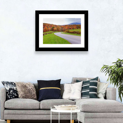 Curving Road Through Autumn Meadow Wall Art