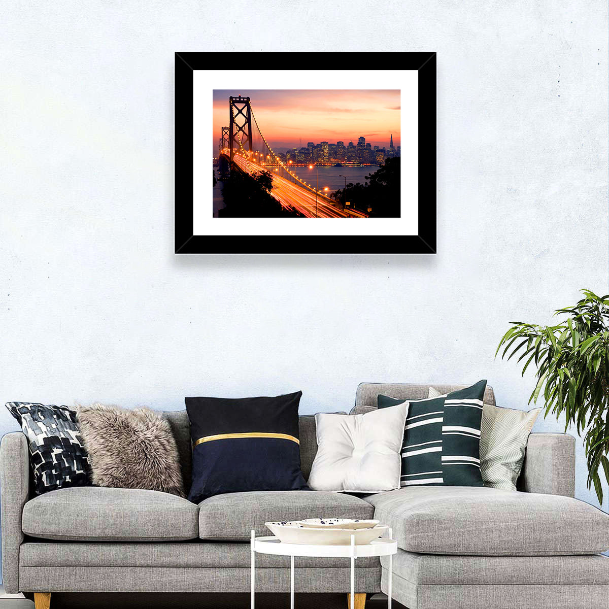 Bay Bridge Light Trails at Sunset Wall Art