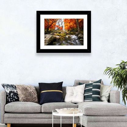 Autumn Forest Waterfall Wall Art