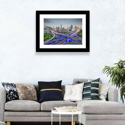 Shanghai Dusk Interchange Cityscape Wall Art