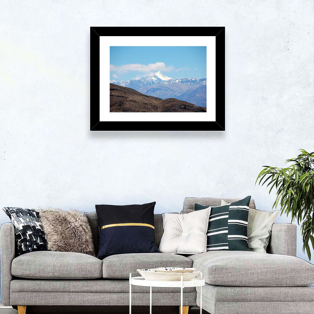 Snow-capped Mount Aconcagua Wall Art in a room, landscape