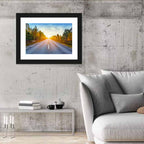 Sunlit Autumn Forest Road Wall Art