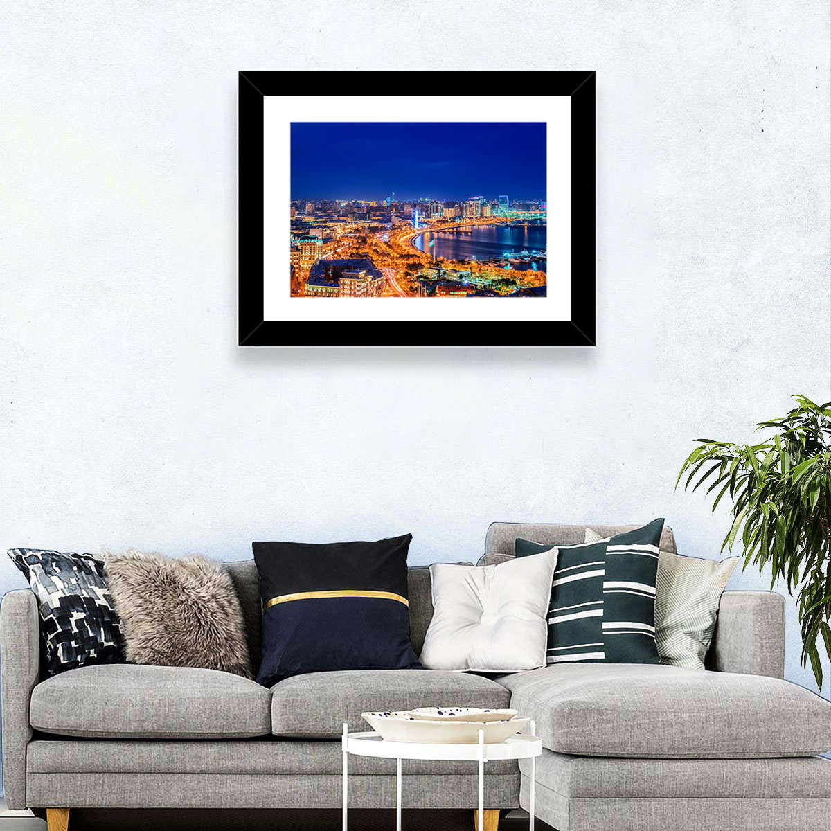 Baku Night Skyline Wall Art