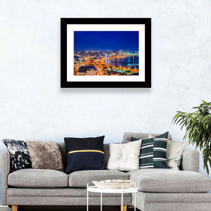 Baku Night Skyline Wall Art