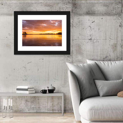 Golden Sunset Over Lake Norman Wall Art