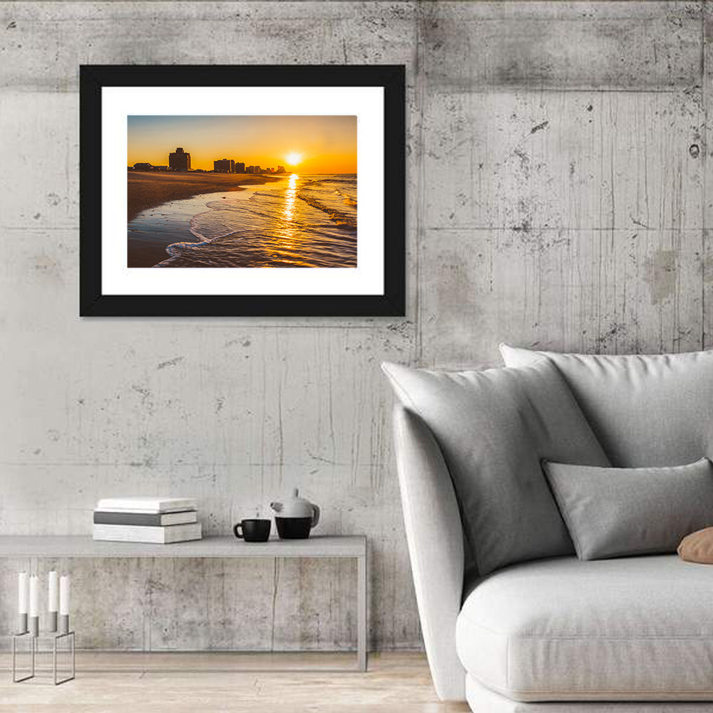 Ventnor Beach Sunrise Reflection Wall Art in a room, landscape