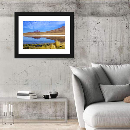 Red Lagoon Flamingo Reflection Wall Art