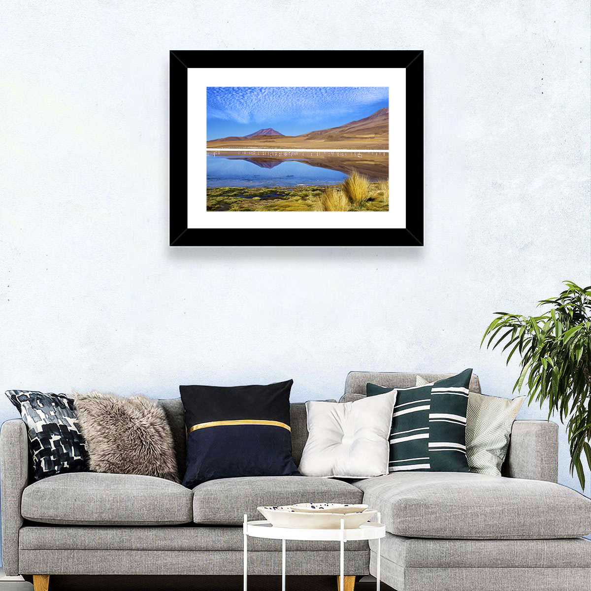 Red Lagoon Flamingo Reflection Wall Art