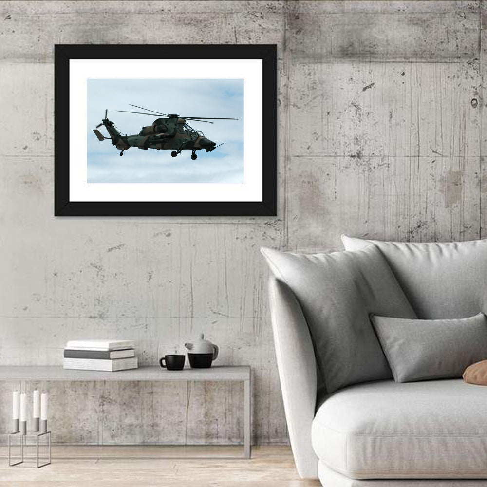 Attack Helicopter Side Profile Wall Art in a room, landscape