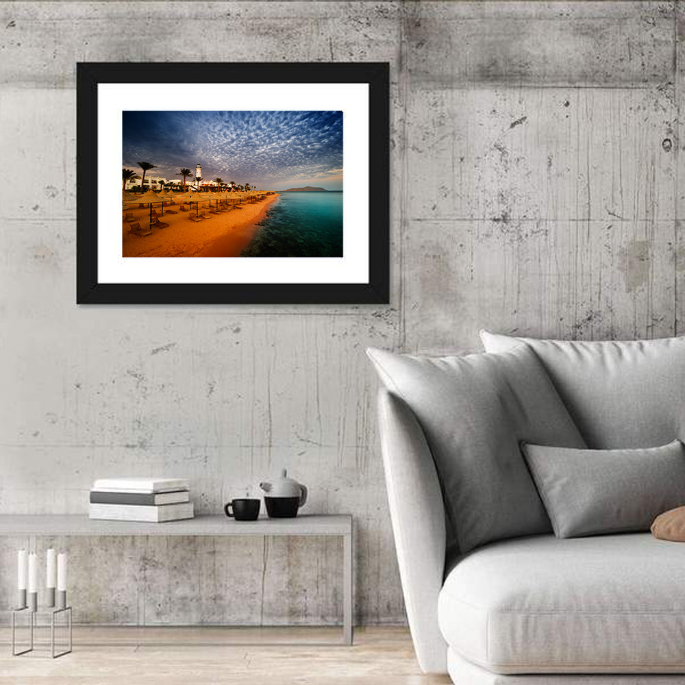 Sharm El Sheikh Beach at Dusk Wall Art in a room, landscape