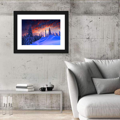 Snow-covered Mountain Sunset Wall Art