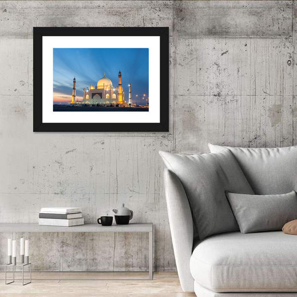 Siddiqa Fatima Zahra Mosque at Dusk Wall Art in a room, landscape