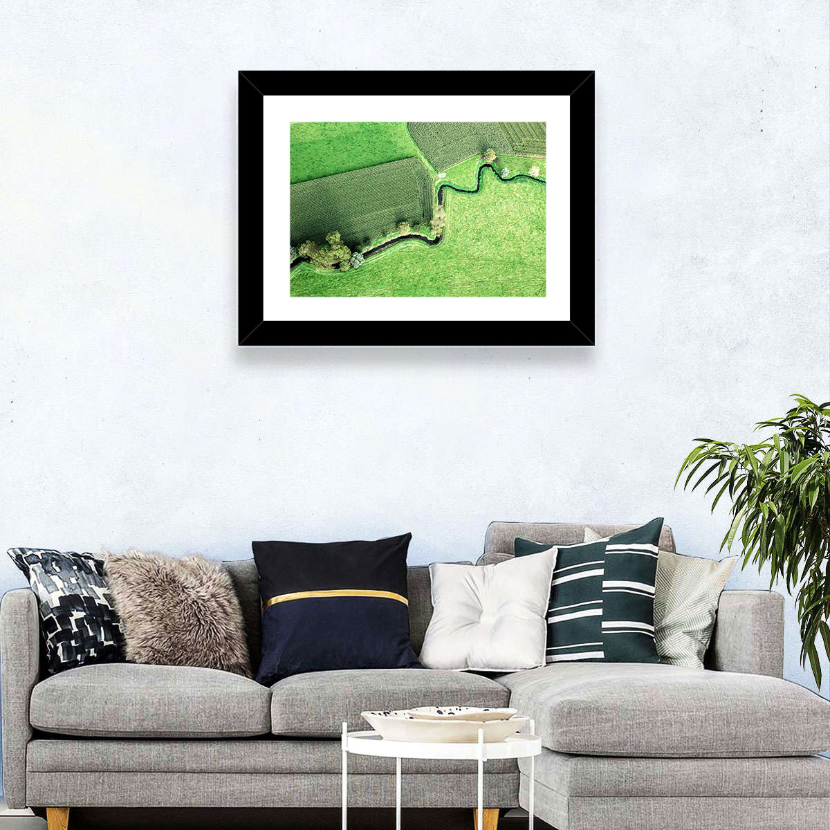 Meandering Stream Over Farmland Wall Art