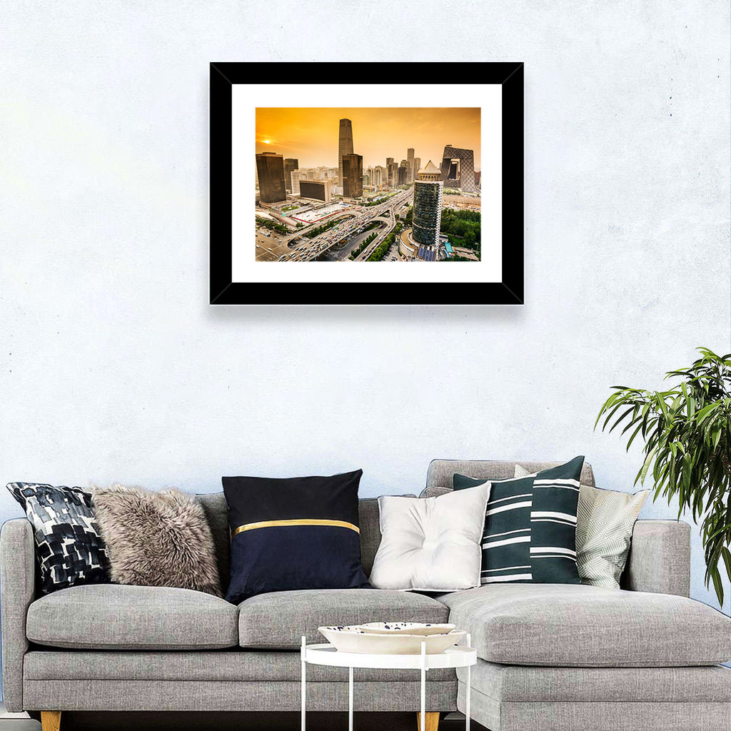 Beijing Cbd Skyline at Sunset Wall Art