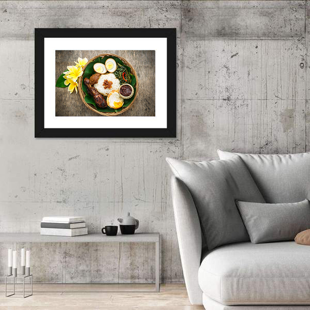 Nasi Campur in Woven Basket Wall Art