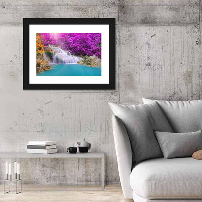 Dreamy Purple Forest Waterfall Wall Art