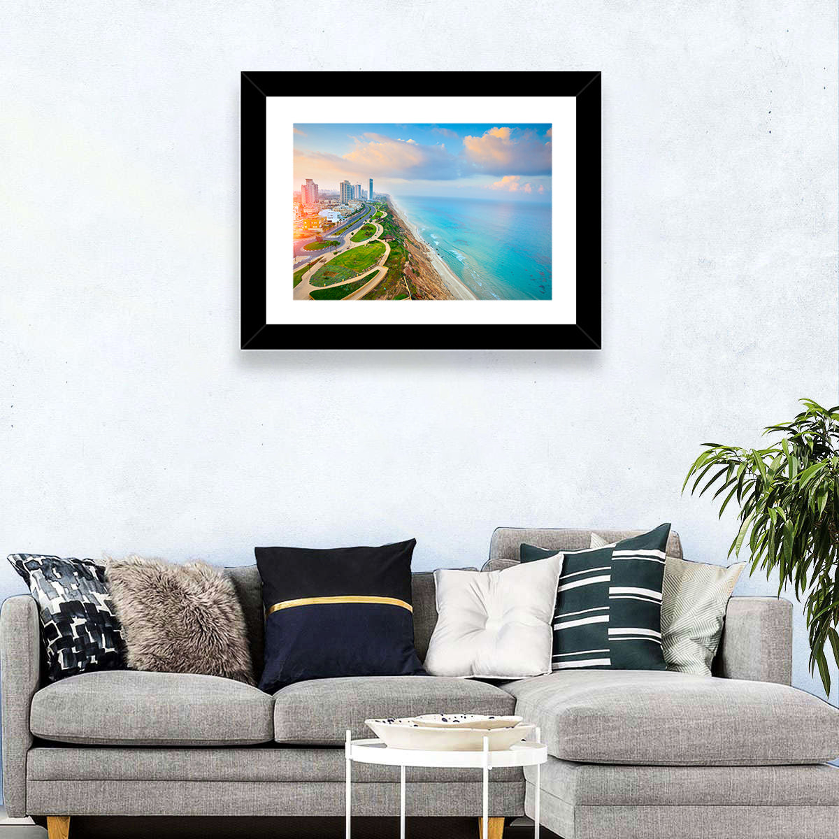 Netanya Coastline at Golden Hour Wall Art