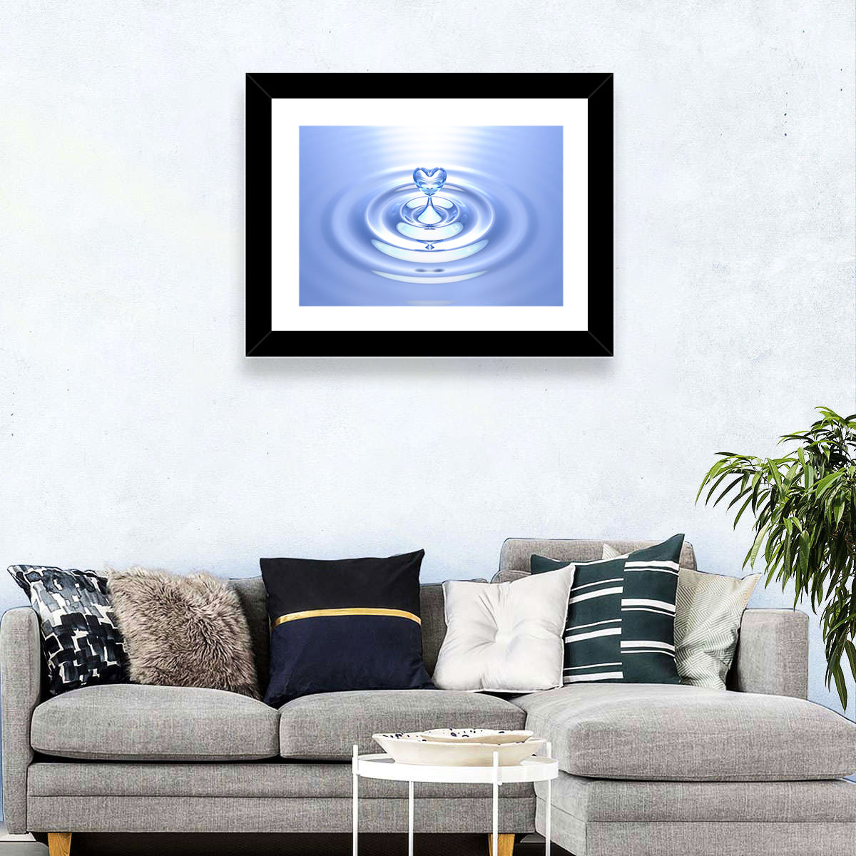 Heart-shaped Water Droplet Wall Art in a room, landscape
