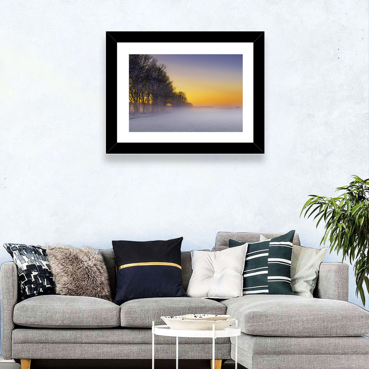 Winter Fog at Sunset Wall Art