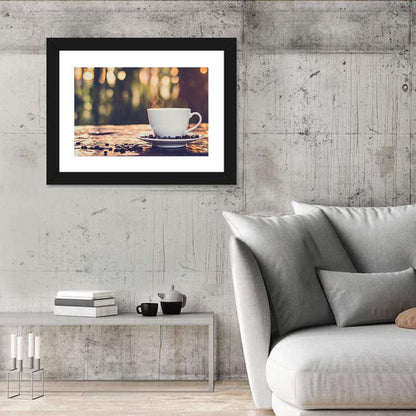 Steaming White Coffee Cup Wall Art
