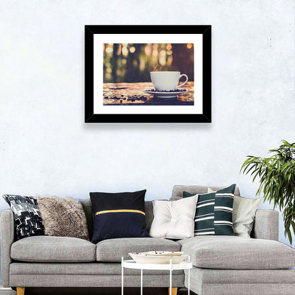 Steaming White Coffee Cup Wall Art