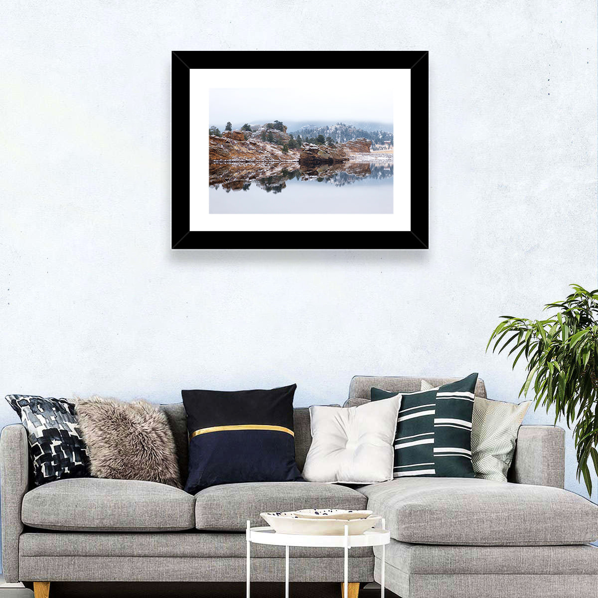 Marys Lake Foggy Reflection Wall Art