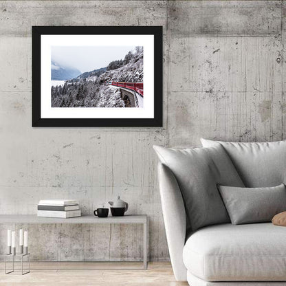 Red Train at Landwasser Viaduct Wall Art