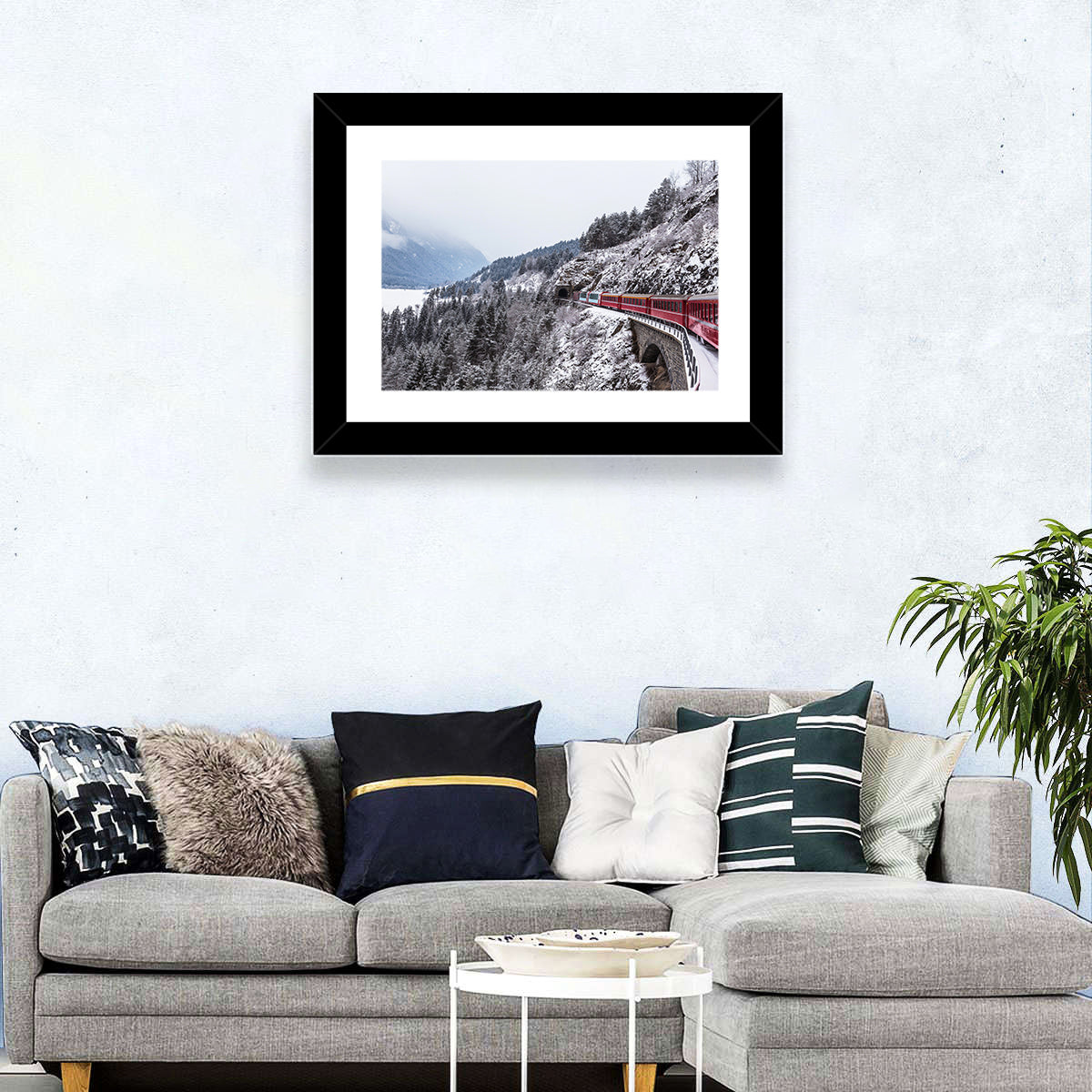 Red Train at Landwasser Viaduct Wall Art