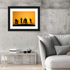 Six Runners Silhouette at Golden Sunset Wall Art