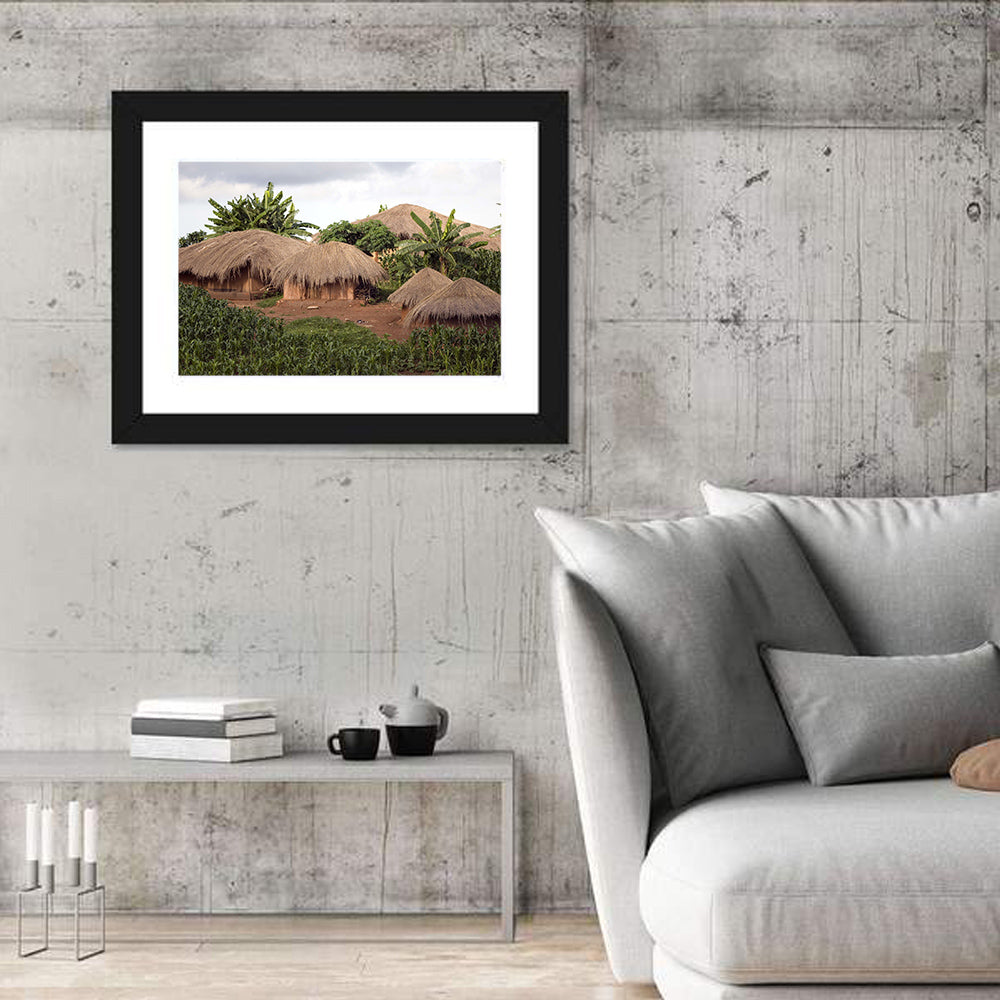 Thatched Roof Huts Wall Art in a room, landscape