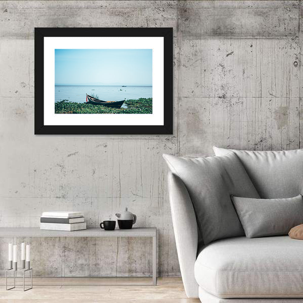 Red Ribbon Boat on Lake Victoria Wall Art in a room, landscape