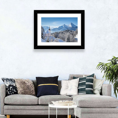 Maria Gern Church and Watzmann in Winter Wall Art