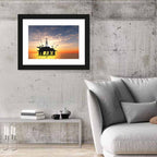 Sunset Oil Rig Silhouette Wall Art