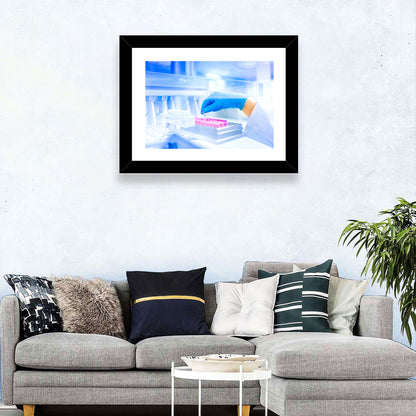 Gloved Hand with Vial and Pink-capped Tubes Wall Art