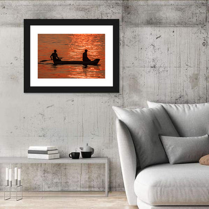Sunset Canoe Silhouette Wall Art
