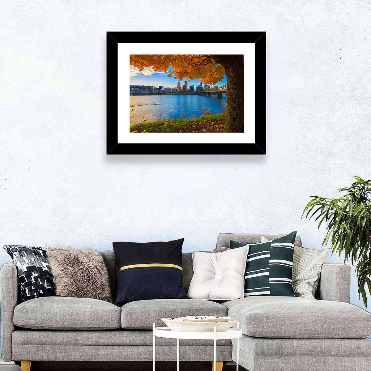 Willamette River at Golden Hour Wall Art in a room, landscape