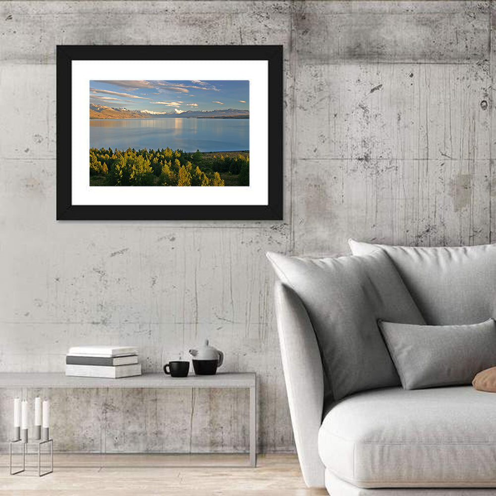 Lake Pukaki Reflections with Mount Cook Wall Art in a room, landscape