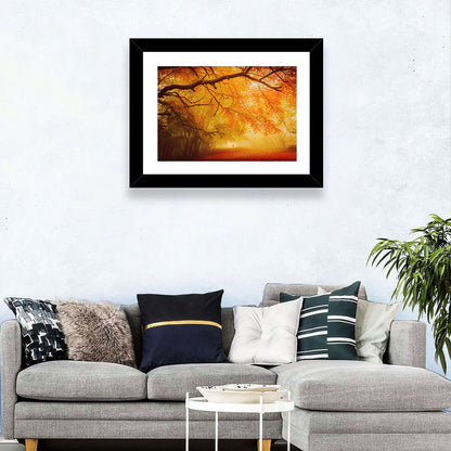 Autumn Forest Path with Lone Figure Wall Art