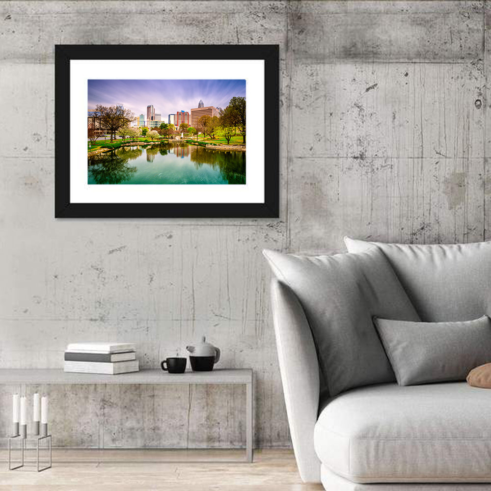 Charlotte Skyline at Marshall Park Wall Art in a room, landscape