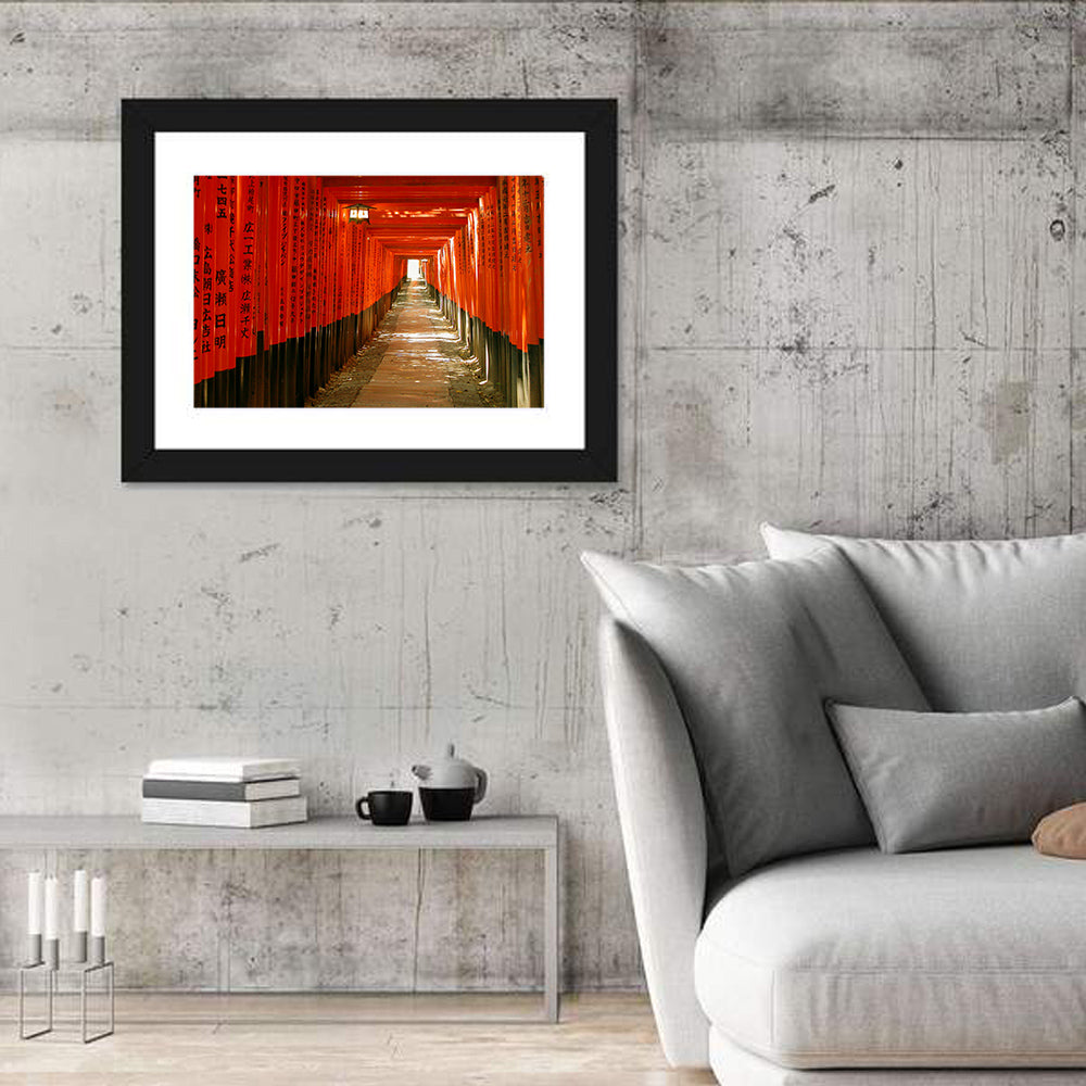 Fushimi Inari Torii Tunnel Wall Art in a room, landscape